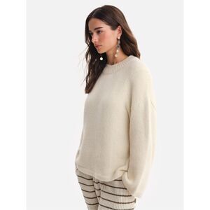 MATE The Label Luxe Alpaca Crewneck Pullover Cream Size Medium